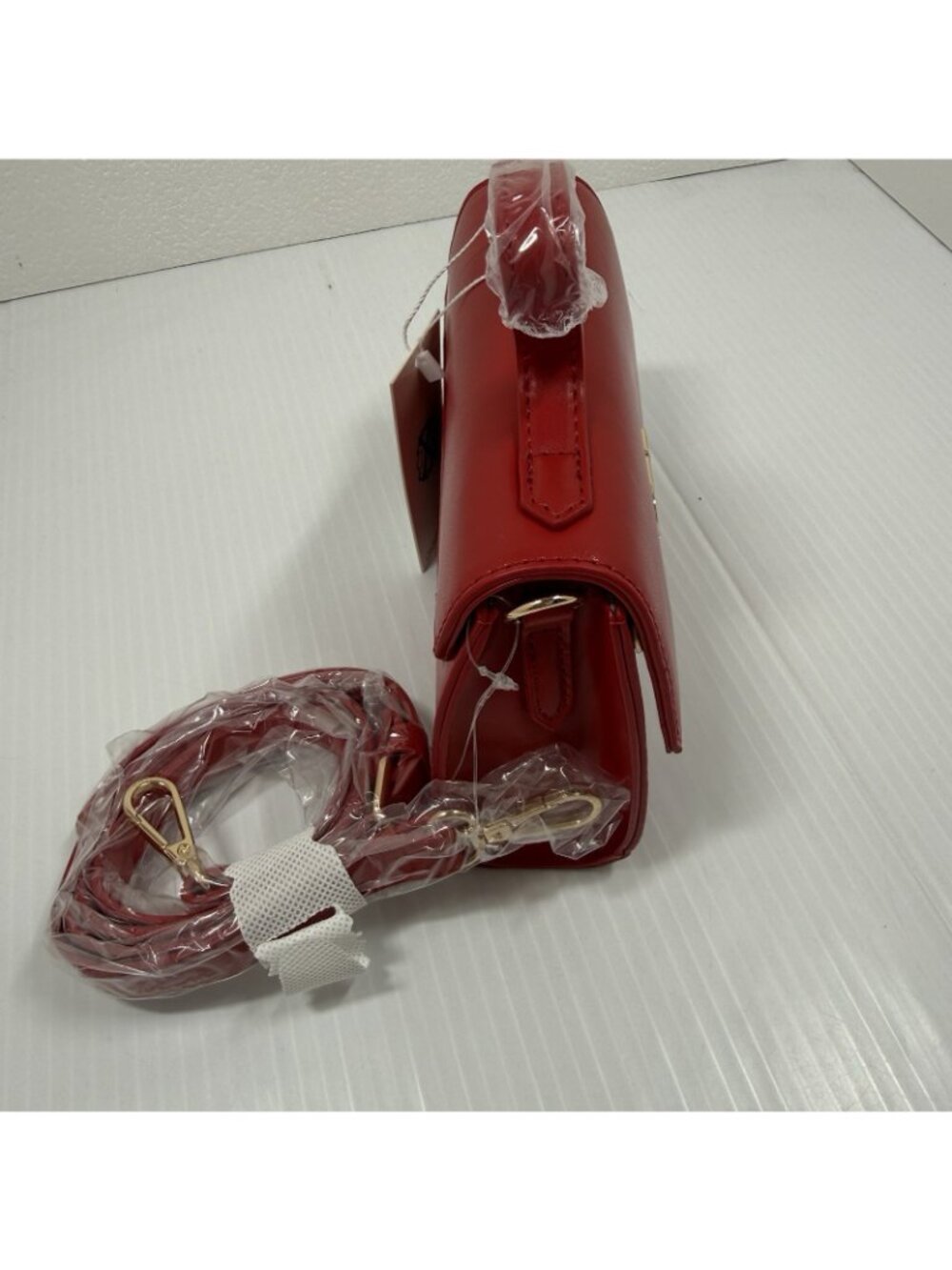 CXL Christian Lacroix Laine Patent Crossbody Bag Red NWT Gold Coquette Mini Flap - Picture 5 of 10